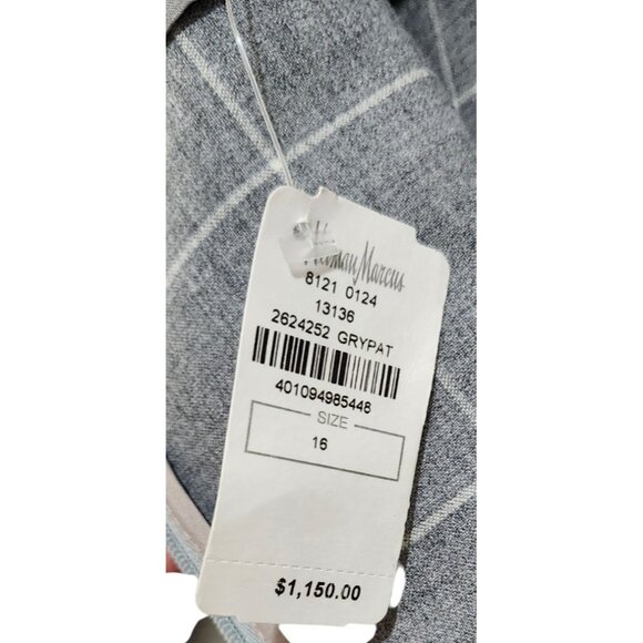 NWT Lela Rose Pearl Chestnut Plaid Wool Full Sleeve Dress Size 16 - Picture 12 of 16